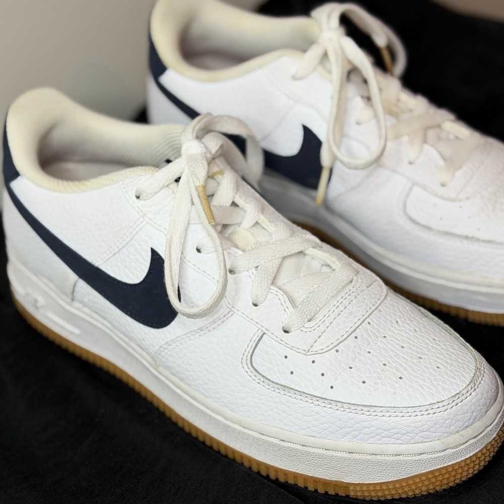 Nike Air Force 1 Low Gs “White Obsdian” Basketball Sneaker size 7Y - Picture 7 of 12